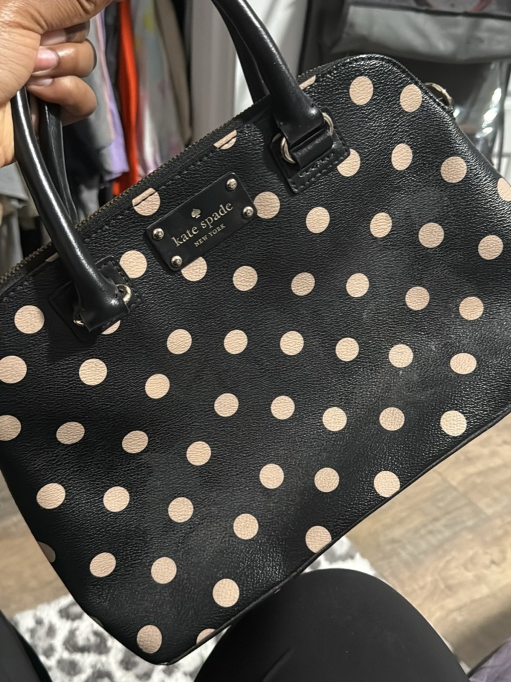 kate spade Black Polka Dot Leather Satchel